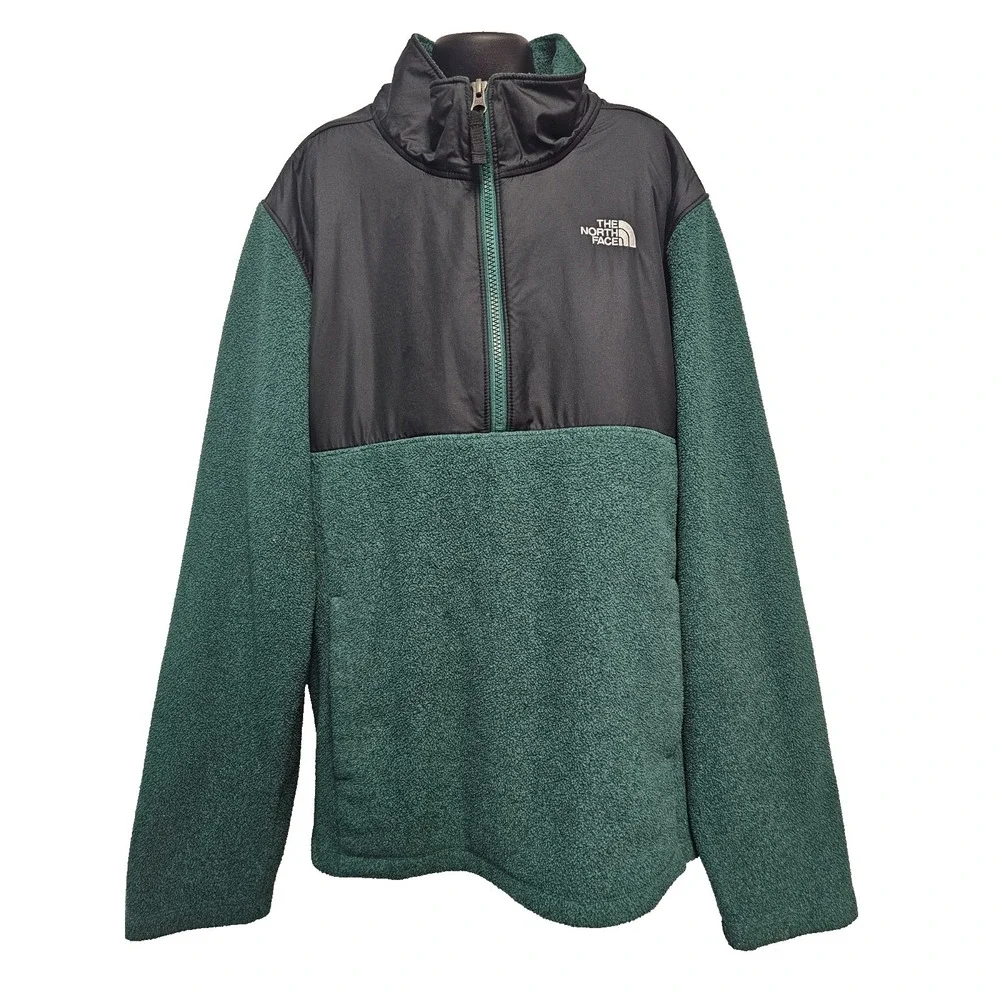 The North‎ Face 1/2 zip pullover green and black fleece jacket Youth XL (18-20)